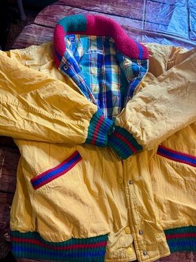 Vintage Colorblock 80’s Jacket with Plaid Lining